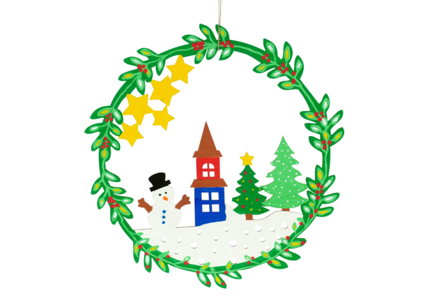 Couronne en bois décor Noël création - Couronnes de Noël - 10doigts.fr