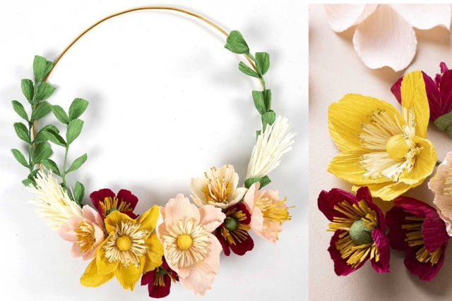 couronne en papier crépon - Fleurs en papier crépon : créez des bouquets éternels - 10doigts.fr
