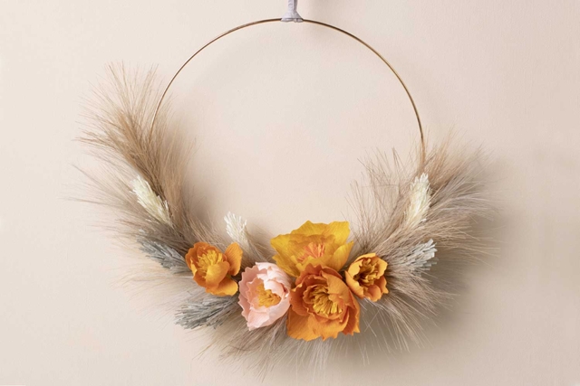 couronne fleurs automne - Fleurs en papier crépon : créez des bouquets éternels - 10doigts.fr