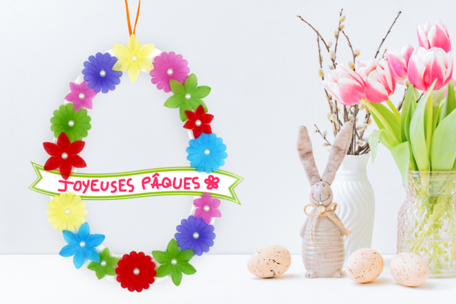 couronne fleurs pâques - Couronnes de Pâques à décorer et fabriquer soi-même - 10doigts.fr