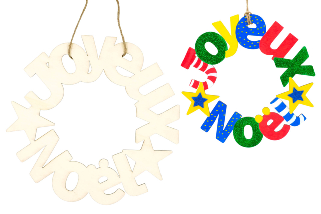 couronne joyeux noel peinture - Couronnes de Noël - 10doigts.fr