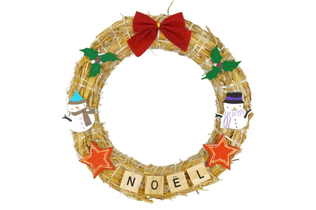 couronne noel sujets en bois - Déco en bois peint - 10doigts.fr