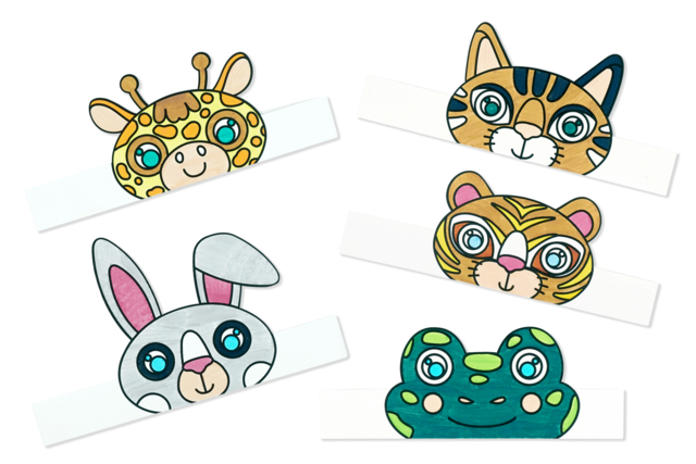 Couronnes animaux à colorier - 6 animaux - Couronnes et Chapeaux pour Carnaval : Loisirs Créatifs pour Enfants - 10doigts.fr