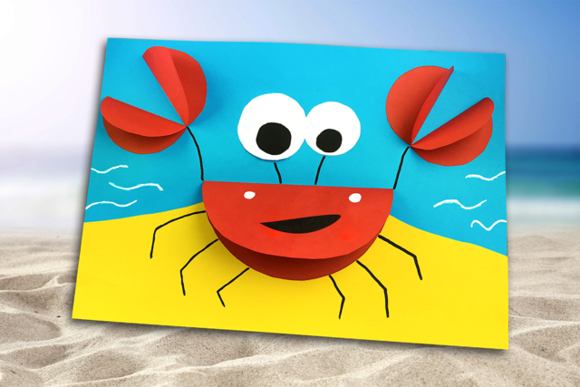 Crabe 3D en papier - Papiers colorés - 10doigts.fr