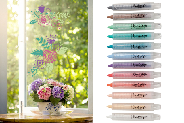 crayons cire déco vitres fenêtres - Décors de fenêtres Noël - 10doigts.fr