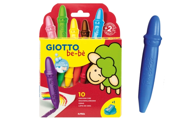 Crayons cire Giotto Bé-bé + 1 taille-crayons - Crayons cire : l'éveil au dessin en toute liberté - 10doigts.fr