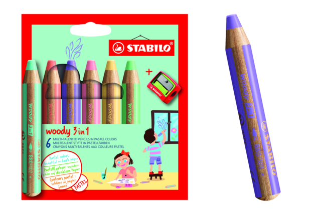 CRAYONS WOODY PASTEL - Crayons de couleur pour enfants : du premier gribouillage au dessin d'artiste - 10doigts.fr