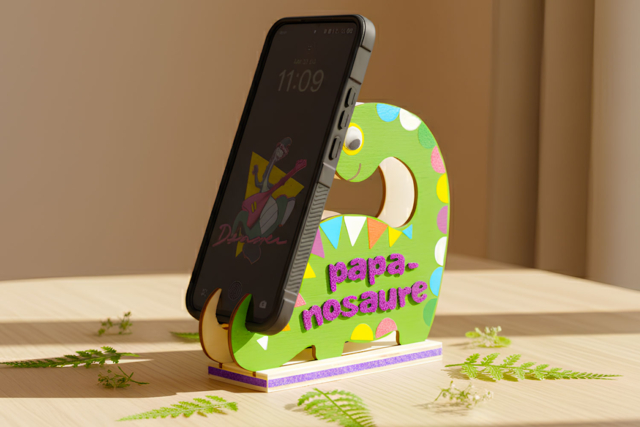 créa porte-smartphone dinosaure - Objets en bois à décorer pour le bureau - 10doigts.fr
