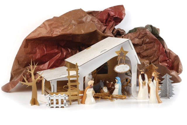 Créche à monter 29 x 19 x 14 cm - Crèches et villages de Noël à fabriquer - 10doigts.fr