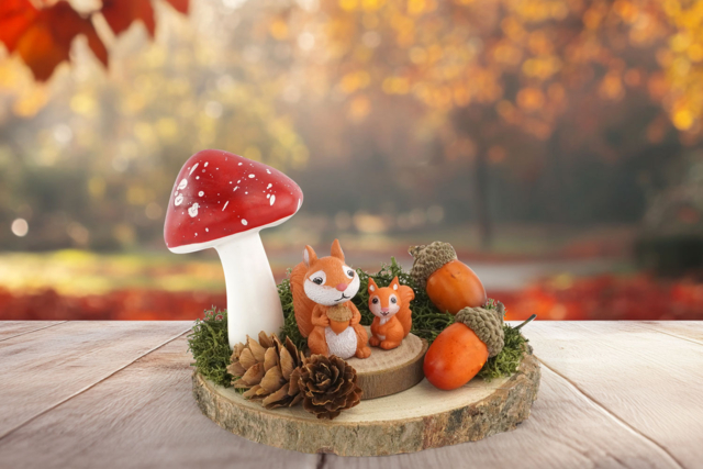 Deco Automne Ecureuil - Univers Miniature : maison de poupée et miniatures - 10doigts.fr