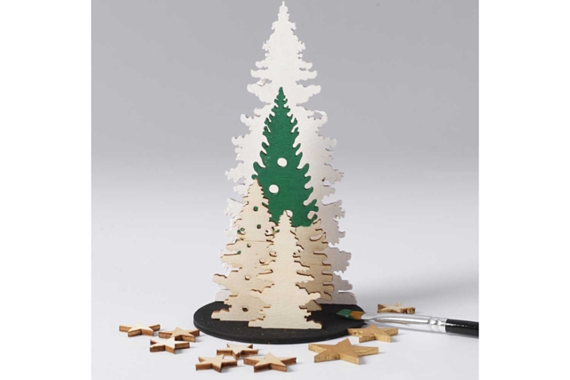 décor forêt en bois à monter  - Décorations en bois brut : tranches et bois naturel déco - 10doigts.fr
