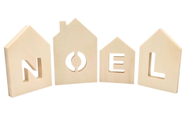 Decor Noel Lettres - Décorations de Noël en bois à décorer - 10doigts.fr