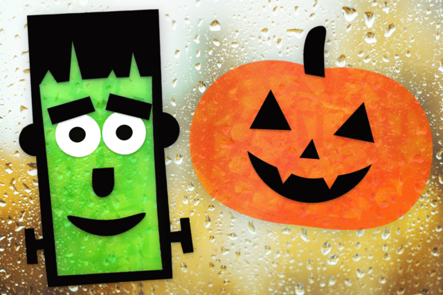 Décorations de fenêtres pour Halloween (attrape-soleil) - Pinceaux brosses - 10doigts.fr