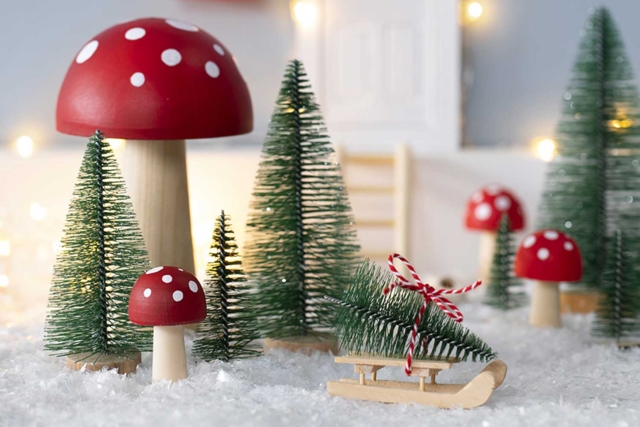 décors avec sapins enneigés - Déco Noël Nature - 10doigts.fr