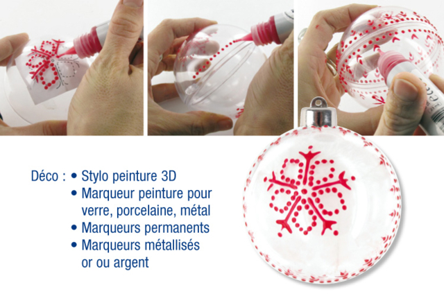 Décos de Noël à suspendre : boules en plastique transparent 3 en 1 - Boules de Noël DIY - 10doigts.fr