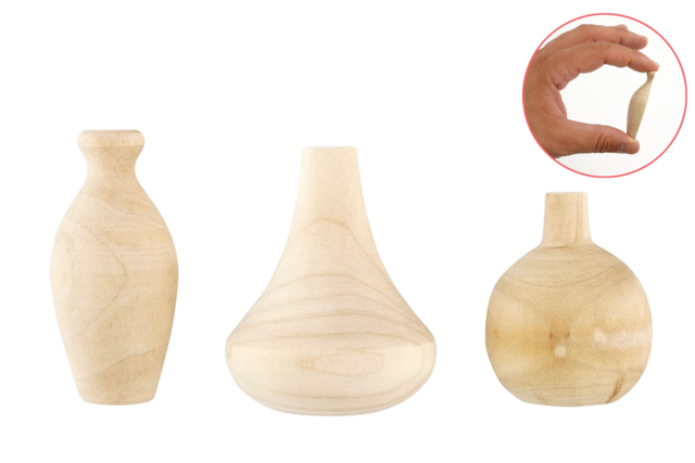 demin vases en bois - Décorations en bois brut : tranches et bois naturel déco - 10doigts.fr