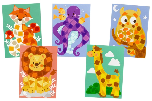 dessin gommette lion pieuvre giraffe chouette renard - Kits créatifs avec gommettes : le plein d’idées pour les petits artistes - 10doigts.fr