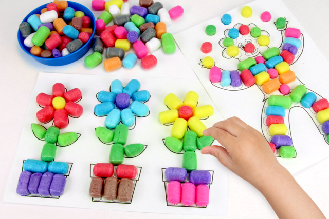 Dessiner en 3D avec les flocons de maïs - Palettes et rangements - 10doigts.fr