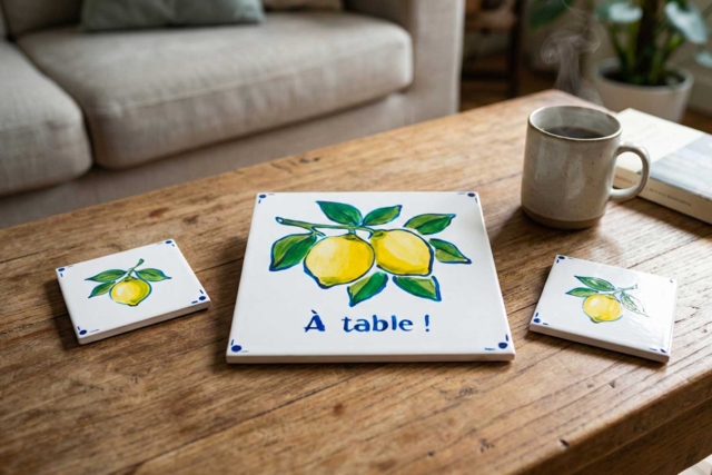 dessous de plat de verre ceramique - Supports en céramique à décorer - 10doigts.fr