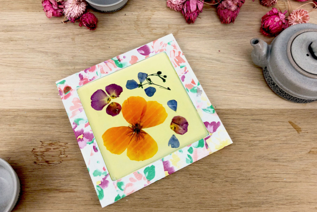 Dessous de plat fleurs séchées - Colles scolaires : bâton, blanche, gel et colle forte - 10doigts.fr