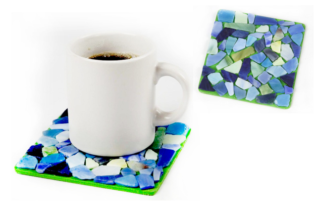 dessous de verre mosaique - Mosaïques en verre - 10doigts.fr