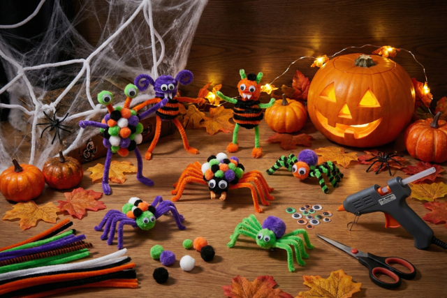 DIY chenilles pompons halloween enfants - Chenilles, cure-pipe - 10doigts.fr