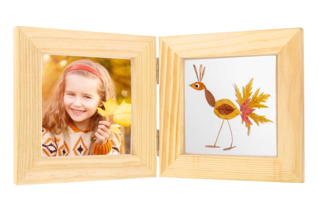 double cadre herbier enfant - Cadres photo en bois à décorer - 10doigts.fr