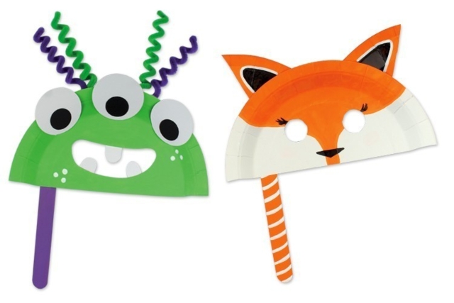 Fabriquer un masque avec une assiette en carton - Papiers colorés - 10doigts.fr