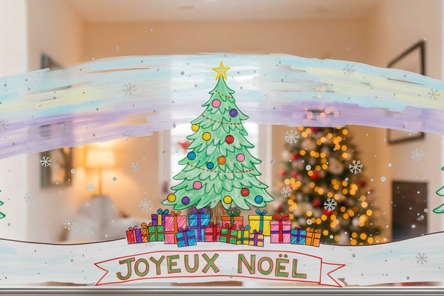fenetre décorée avec posca - Craies, tableaux et ardoises : l'espace de toutes les expressions - 10doigts.fr