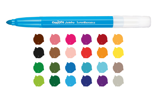 Feutre Carioca Jumbo super lavable - Feutres pointes larges : pour des coloriages éclatants et des aplats parfaits - 10doigts.fr