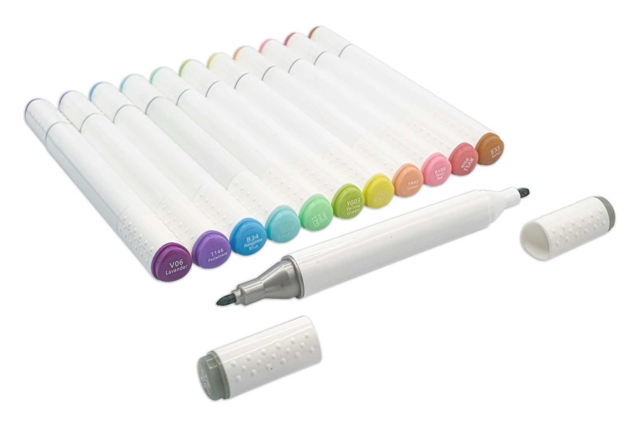 Feutres à alcool, Couleurs pastel - 12 pcs - Feutres fantaisie : paillettes, effets magiques et couleurs métallisées - 10doigts.fr