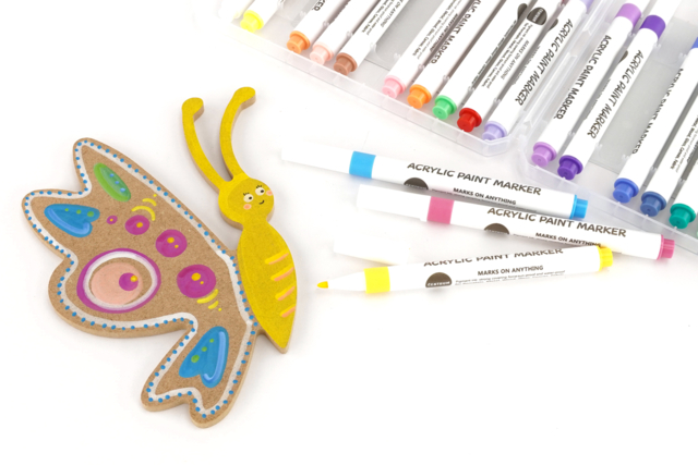 feutres acryliques et support en bois - Marqueurs peinture : l'intensité de l'acrylique au bout des doigts - 10doigts.fr
