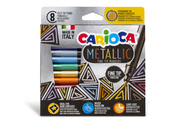 feutres carioca métallisés - Feutres pointes fines : la précision pour le dessin et l'écriture - 10doigts.fr