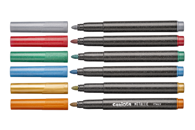 feutres carioca métallisés - Feutres pointes larges : pour des coloriages éclatants et des aplats parfaits - 10doigts.fr