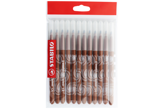 Feutres STABILO POWER marron - Feutres pointes moyennes : l'outil polyvalent pour le dessin et l'école - 10doigts.fr