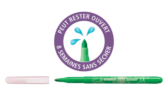 Feutres Stabilo Power - Pointes moyennes 2 mm - Feutres pointes moyennes : l'outil polyvalent pour le dessin et l'école - 10doigts.fr