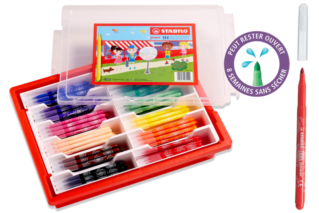 Feutres STABILO POWER  scolaire - Feutres pointes moyennes : l'outil polyvalent pour le dessin et l'école - 10doigts.fr