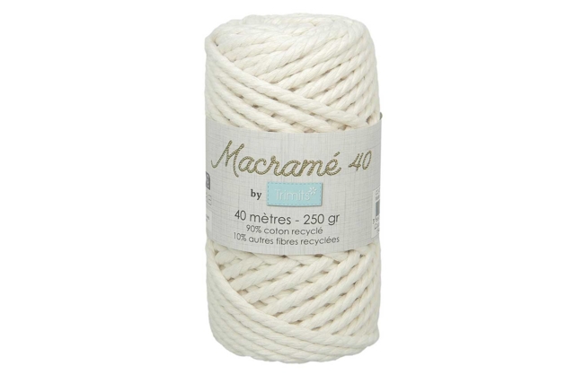Fil macramé  Ø 5 mm, 40 m - Blanc - Fils pour macramé - 10doigts.fr