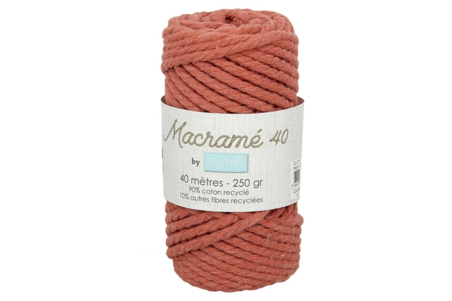 Fil macramé  Ø 5 mm, 40 m - Brique - Fils pour macramé - 10doigts.fr