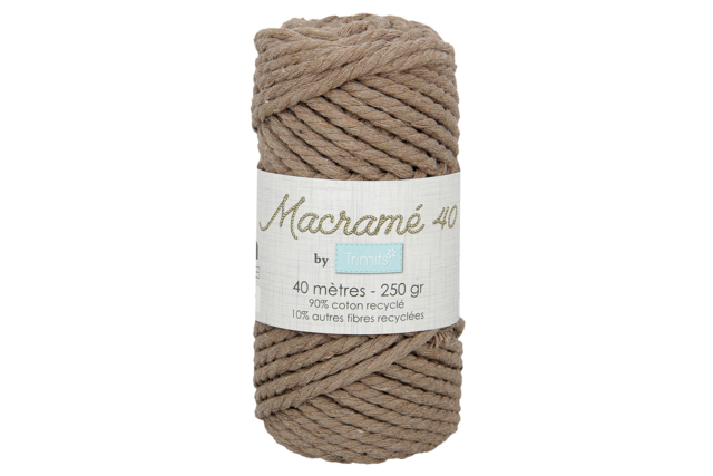 Fil macramé  Ø 5 mm, 40 m - Brun clair (taupe) - Fils pour macramé - 10doigts.fr