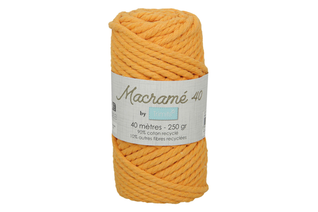 Fil macramé  Ø 5 mm, 40 m - Jaune - Fils pour macramé - 10doigts.fr