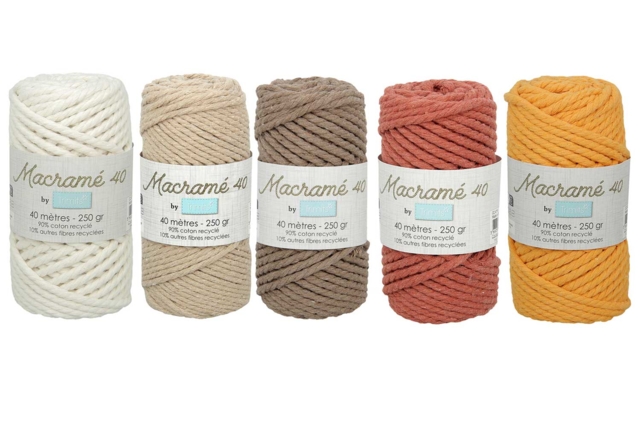 Fil macramé Ø 5 mm, bobine de 40 m - Fils pour macramé - 10doigts.fr