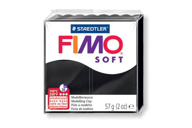Fimo Soft 57gr - noir - N° 9 - Pâtes Fimo Soft : le modelage facile pour toutes vos créations - 10doigts.fr