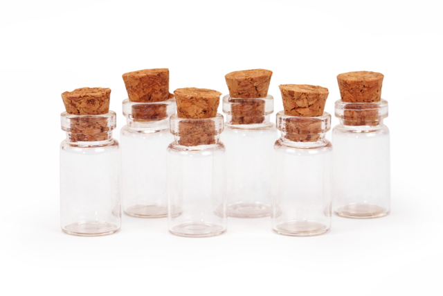 Fioles en verre 2,5 x 1cm - 6 fioles - Supports en Verre - 10doigts.fr