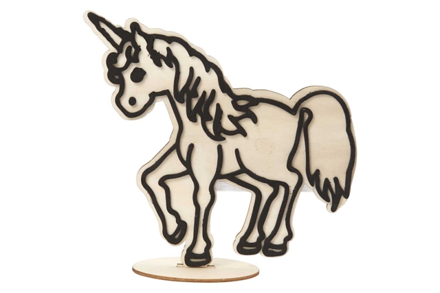 Firgurines en bois avec relief - licorne - Livres et Kits de modelage - 10doigts.fr