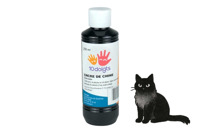 flacon 250 ml encre de chine - Encres liquides : la pureté de la couleur pour vos dessins - 10doigts.fr