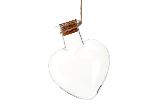 flacon en verre coeur - Supports en Verre - 10doigts.fr
