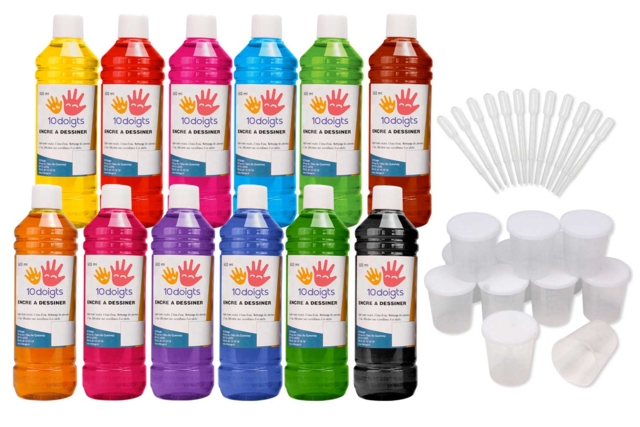 flacons 500 ml d'encre à dessiner + CADEA - Encres liquides : la pureté de la couleur pour vos dessins - 10doigts.fr