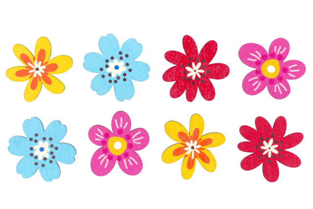 fleurs en bois peint - Déco en bois peint - 10doigts.fr