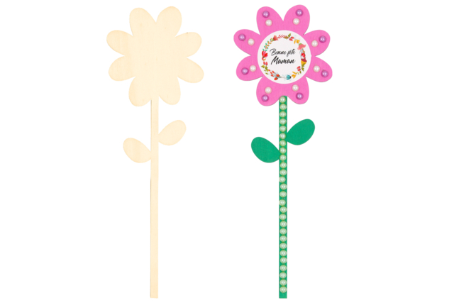 fleurs en bois - Gommettes Fête des parents : personnaliser vos cadeaux avec amour - 10doigts.fr